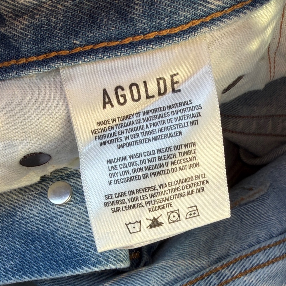 Agolde Riley Short Light Blue Distressed Jean Shorts 24 xs - Picture 4 of 5